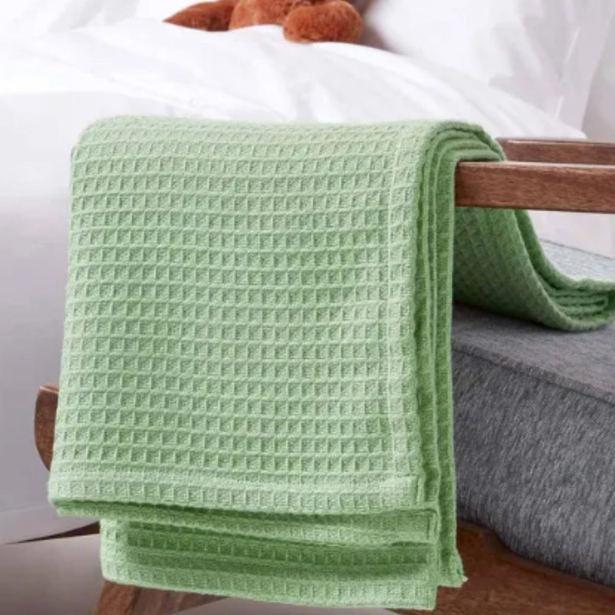 Organic Cotton Waffle Baby Blanket  Green