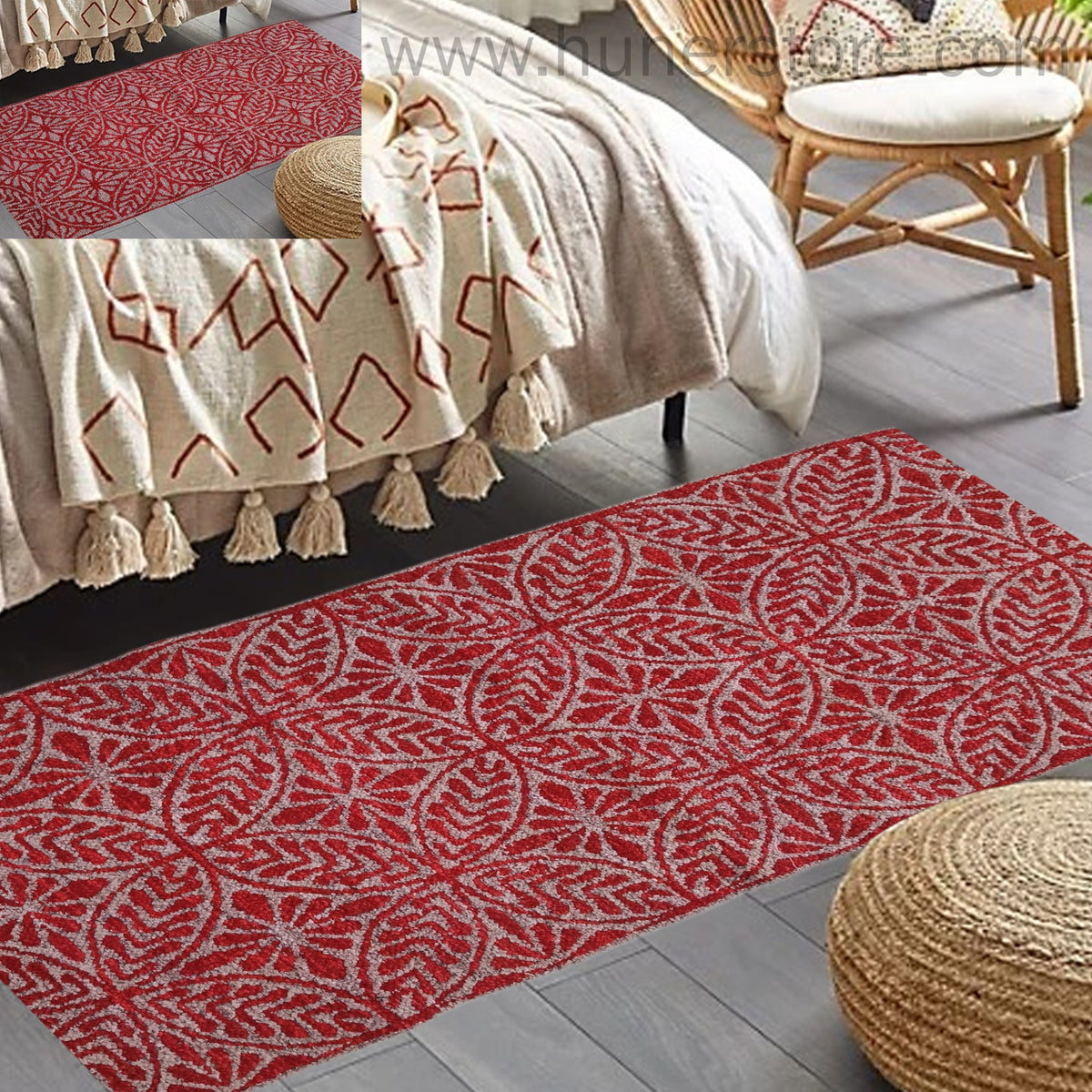 Mosaic Rugs - Red & Beige (2.5ft x 4Ft)