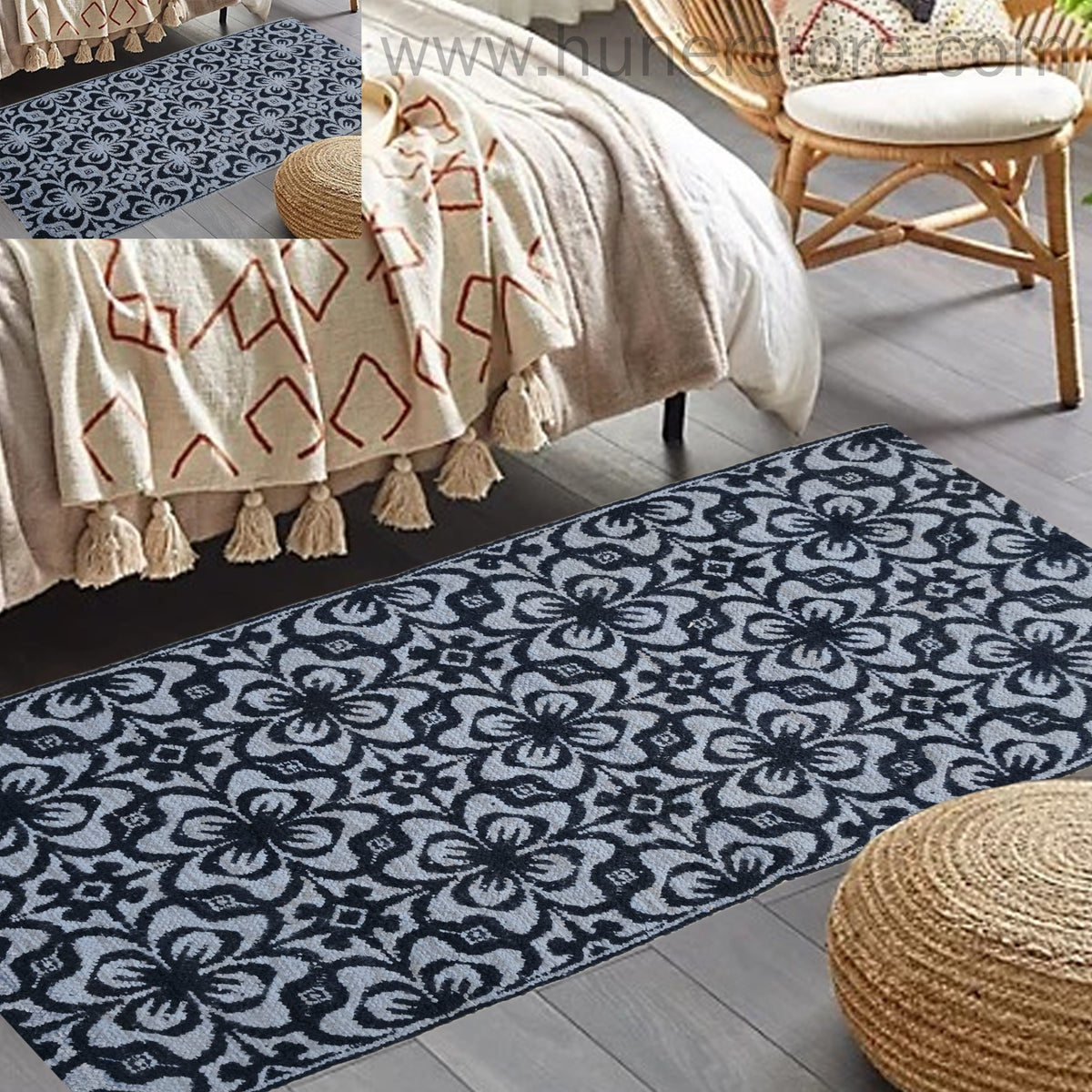 Mosaic Rugs - Denim & Black (2.5ft x 4Ft)