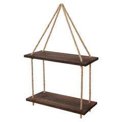 Rope Floating Solid Wood Wall Hanging Shelves Decor - waseeh.com