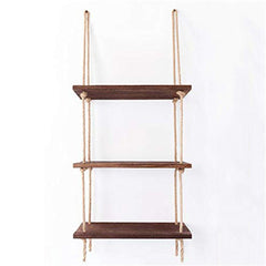 Rope Floating Solid Wood Wall Hanging Shelves Decor - waseeh.com