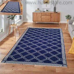 Rhombus Style Rug - Navy & Charcoal (4 ft' x 6 ft')