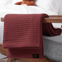 Organic Cotton Waffle Baby Blanket Maroon