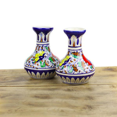 Blue Pottery - Multicolor Floral Vase