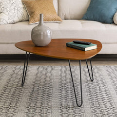 Triangular Coffee Table with Iron Legs