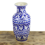 Blue and White Floral Blue Pottery  Vase
