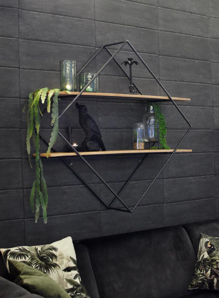 Metal Decor Racks Diamond Metal Wall rack with shelves – Huner Store