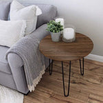 Brown Round Coffee Table with Hairpin Legs