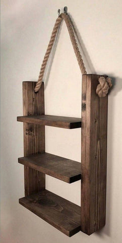 Wooden Hanging Shelves with Rope