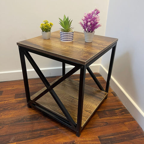 Square Coffee Table with Iron Stands
