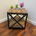 Square Coffee Table with Iron Stands