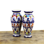 Multicolor Floral Blue Pottery  Vase
