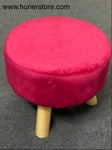 Red velvet foot stool with wooden legs