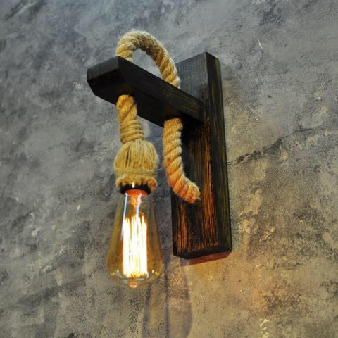 Wall rope Lamp with wooden base