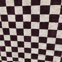 Checker Design Silver & Plum- Hand-woven Carpet- Double Seam - 4ft' x 6ft'