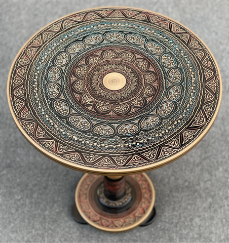 Artistic Table with nakshi art top-Brown