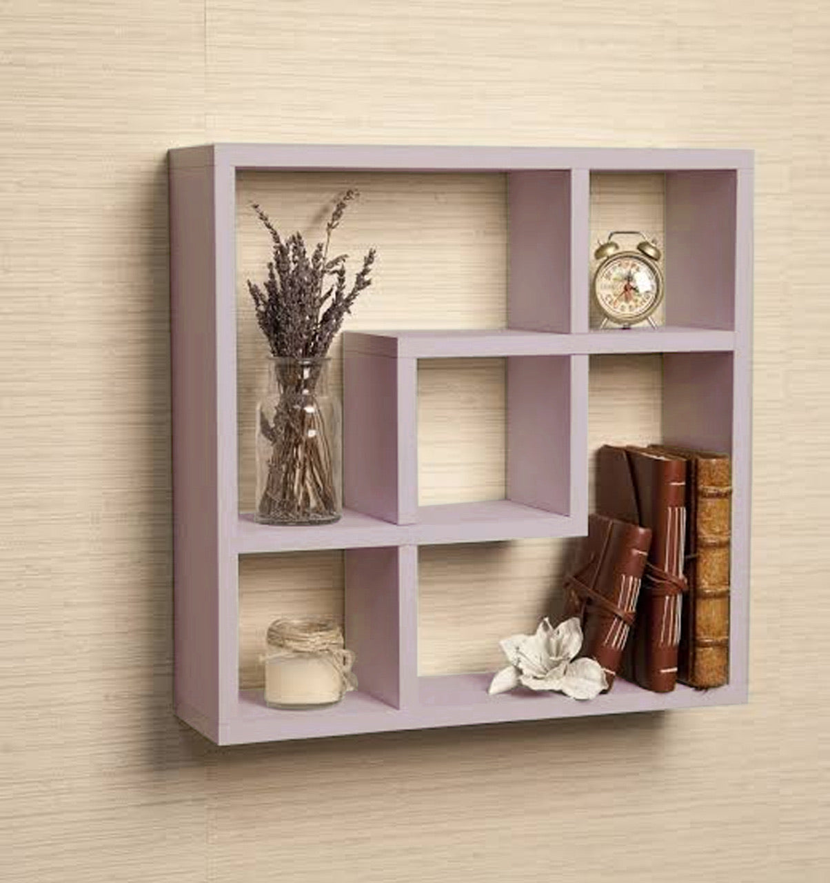 Square Wall Racks Square Pinkish Laminated Wood Wall rack with shelves – Huner Store