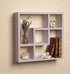 Square Pinkish Laminated Wood Wall rack with shelves