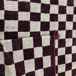 Checker Design Silver & Plum- Hand-woven Carpet- Double Seam - 4ft' x 6ft'