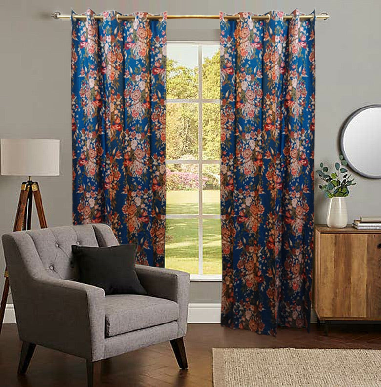 Multi Floral Curtains - Single Panel 46" x 98"