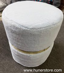 Denim Velvet ottoman with golden Plate embedded