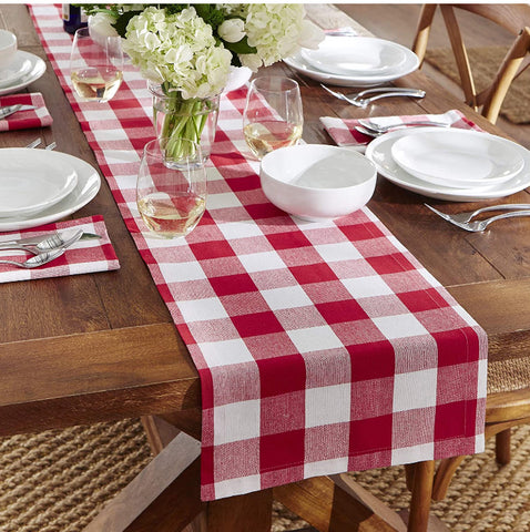 Red Buffalo Plaid table runner and 6 placemats set