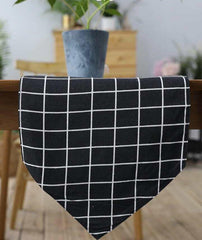 Black & white checker table runner with tussle