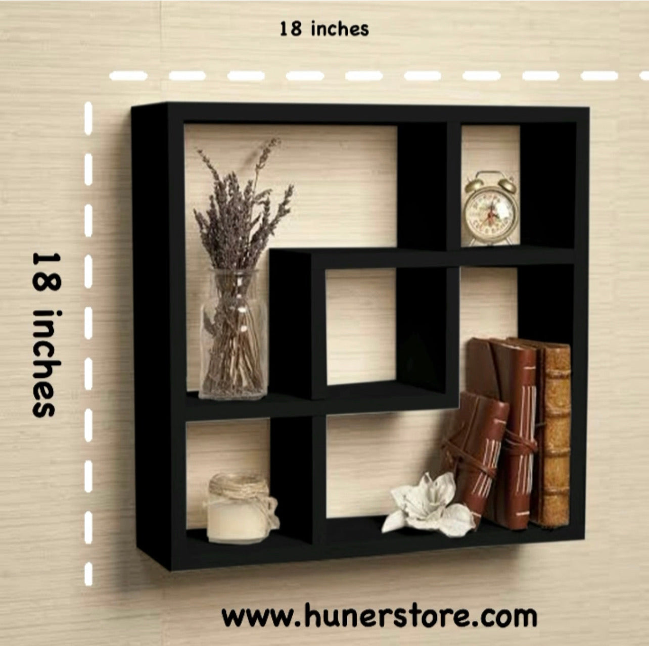 Square Black wood Wall Rack – Huner Store