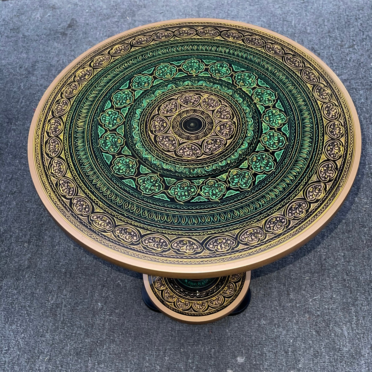 Artistic Table with nakshi art top- Green