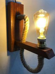 Wall rope Lamp with wooden base