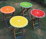 Compact Set of 4 painted round table with stand