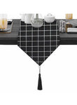 Black & white checker table runner with tussle