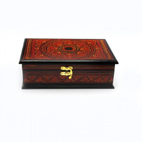 Wooden Hand Made Jewellery Box - Medium - Red - waseeh.com
