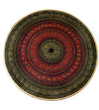 Wooden Table in Nakshi Art Top 24''- Red Golden - waseeh.com