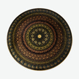 Double Wooden Table in Nakshi Art Top 24''- Black Gold - waseeh.com
